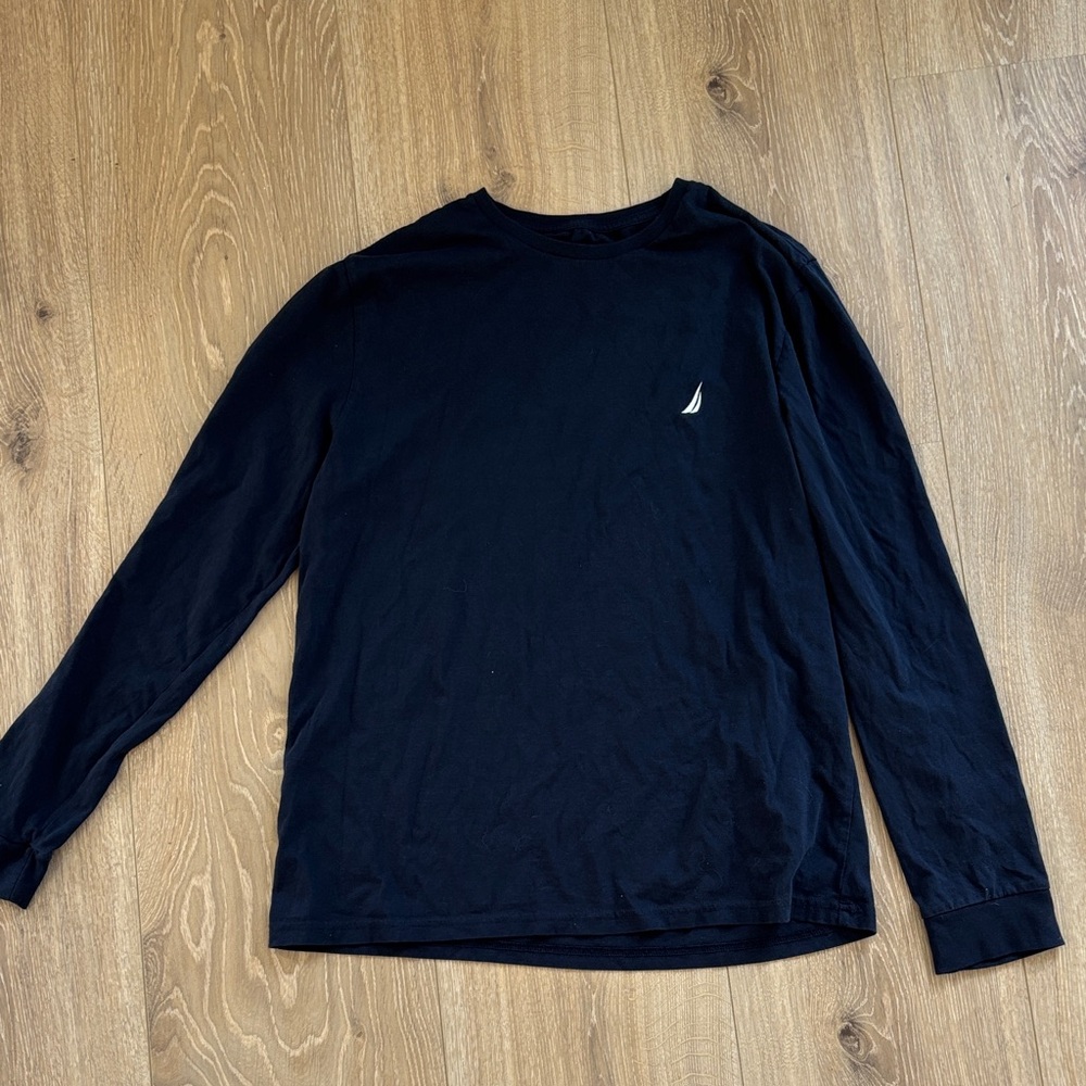 Nautica Blue Long Sleeve Tee Casual Comfort